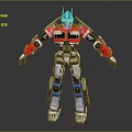 Red Blue White Robot Figure With Helmet Armor Mechanical Design Standing Pose Open Arms