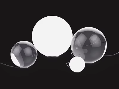 Modern Transparent White Spherical Table Lamp With Different Sizes In Black Background 3d model