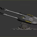 Futuristic Sci-Fi Weapon With Mechanical Structure Multiple Barrels Metallic Base And Yellow Accents 3d model