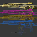Colorful Modern Tactical Rifles With Graffiti Art And Custom Design Patterns 3d model