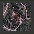 Cartoon Scene Featuring Red Rock Mountain Green Trees And Winding Paths