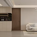 Modern Living And Dining Room Interior Design With Circular Chandelier Marble Wall Wooden Cabinets TV