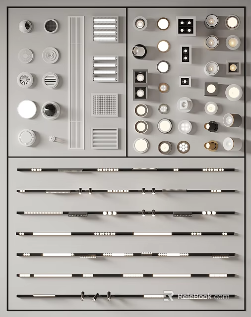 Modern Recessed and Spot Lights Collection With Various Designs Sizes and Styles 3d model 