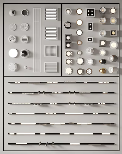 Modern Recessed and Spot Lights Collection With Various Designs Sizes and Styles 3d model