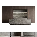 Sleek Modern Kitchen Interior Design With Dark Wood Cabinets And Marble Countertop
