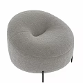 Modern Single Seater Sofa in Beige Plush with Round Design and Black Metal Legs