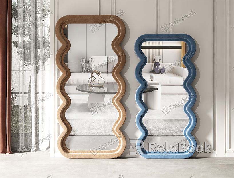 Modern mirror wave dressing mirror combination model