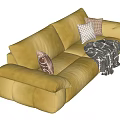 Modern Mid-Ancient Multiplayer Sofa 3d model