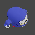 Cute Blue Chubby Cartoon Character With White Eyes Yellow Belly And Red Shoes