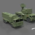 Two Green Military Functional Vehicles Equipped With Missile Launcher And Radar System