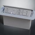Gray Tabletop Power Outlet Box With Multiple Sockets USB Ports Pop up Design 3d model