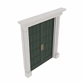 Elegant Dark Green Swing Door with Golden Handles and White Columns Paneled Design