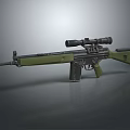 Green Military Sniper Rifle With Telescopic Sight And Long Barrel