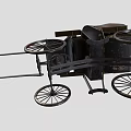 Elegant Vintage Horse Carriage with Black Canopy Brown Seats and Spoked Wheels