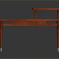 Modern Red Wooden Bedside Table With Two Tier Shelves And Metal Legs