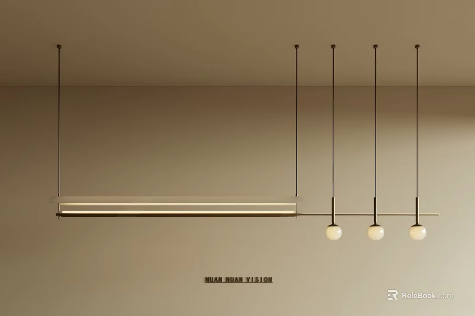 Sleek Modern Ceiling Mounted Chandeliers Featuring Linear And Spherical Design Styles 3d model 