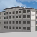 Modern Office Building Exterior With Multiple Floors Large Windows And Stone Facade 3d model