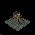 Vintage Wooden Horse Drawn Carriage With Spoked Wheels On Stone Pavement