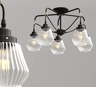 Modern chandelier glass multi-head chandelier 3d model