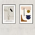 Abstract Art Prints With Artistic Face And Geometric Shapes On Wall Frames 3d model