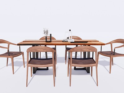 New Chinese Dining Table and Chair Combination Solid Wood Dining Table and Chair model