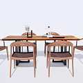 New Chinese Dining Table and Chair Combination Solid Wood Dining Table and Chair 3d model