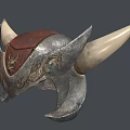Viking Warrior Helmet With Metal Frame Leather Panel Decorative Horns And Engraved Emblem