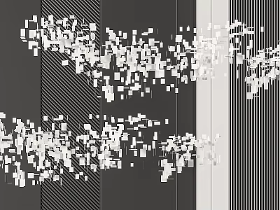 Modern Geometric Chandelier Design With Square Elements And Black White Abstract Lighting 3d model