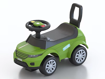 Green Kids Ride On Toy Car With Steering Wheel Seat And Handle 3d model