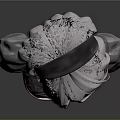 Game Movie Character 3D Bust Model With Short Gray Hair And Dark Outfit Red Patterns