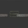Structural Scene Components Featuring Stone Blocks And Metal Grille Gates