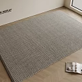 Square Gray Textured Rug on Wooden Floor with Television Display Wall and Open Magazine