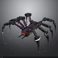 Mechanical Spider With Metallic Legs Purple Red Accents And Illuminated Robotic Body