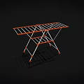 Foldable Orange And White Metal Clothes Drying Rack With Multiple Bars 3d model