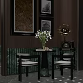 Hotel Public Lounge Area with Wooden Walls Green Marble Framed Artworks White Tulips and Golden Lamp