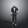 3D Human Character With White Helmet Black Jacket Blue Pants And Tool Belt