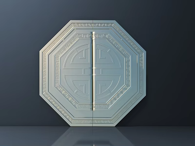 Octagonal Metal Door Handle With Symmetric Decorative Patterns And Classic Design 3d model