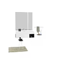 Modern Minimalist White Washbasin With Wall Mounted Mirror Cabinet And Side Table