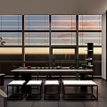 Modern Lounge Area Interior With Bookshelves Sofas Tables And Large Windows
