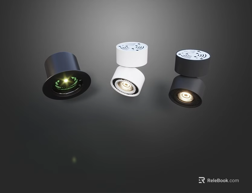 Downlights and Spotlights in Black and White with Modern Illuminated LED Design for Home 3d model 