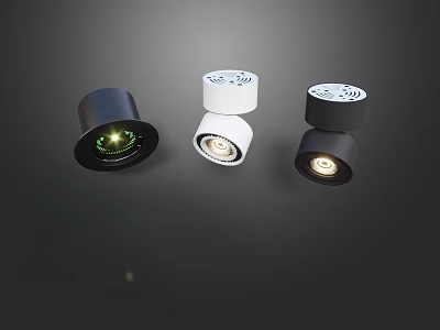 Downlights and Spotlights in Black and White with Modern Illuminated LED Design for Home 3d model