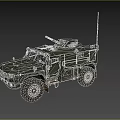 Military Armored Off Road Vehicle With Roof Mounted Machine Gun And Large Tires