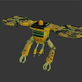 Yellow Robot Drone With Mechanical Legs Propellers Claws And Display Screen