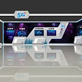 Hi Tech 5G Exhibition Backdrop With Digital Screens And Data Displays 3d model