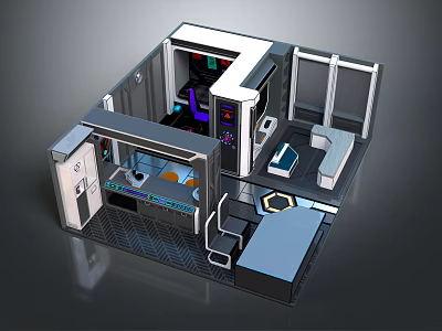 Futuristic Interior Design With Tech Devices Furniture And Functional Zones 3d model