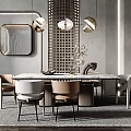 Light Luxury Dining Table and Chair Combination 3d model
