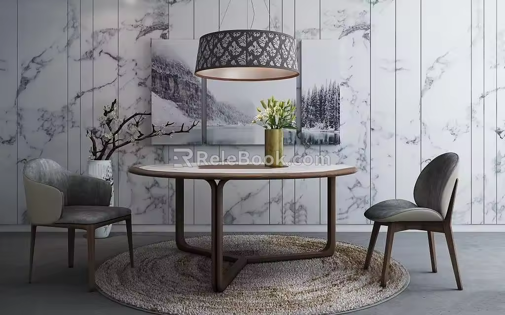 Dining table and chair combination 3d model