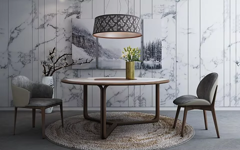 Dining table and chair combination 3d model