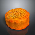 Traditional Round Mooncake With Ornate Surface Pattern And Golden Brown Crust 3d model