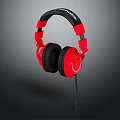 Red And Black Over ear Headphones With Comfortable Ear Cushions And Wired Design